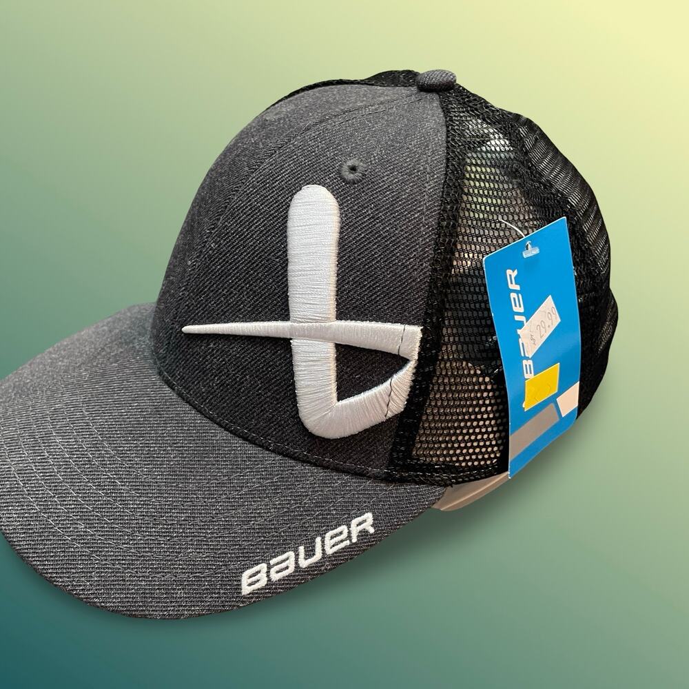 Bauer Vapor Hockey Hat Cap 1062059 Gray Black Mesh Trucker Snapback Adjustable